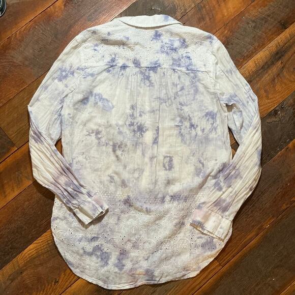 PILCRO Anthropologie Buttown Down Tie Dye White and Lavender Shirt Size XS - Picture 5 of 5